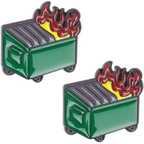 ZORZA 2Pcs Funny Dumpster Fire Enamel Pin Brightly Colored Cute Dumpster Fire Lapel Pin for Clothes,Jackets,Bags,Hats