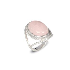 Melian Natural Rose Quartz Oval Stone Ring, 925 Sterling Silver Ring, Statement Ring for Women - Girls, Boho Chunky Christmas Valentine Birthday Anniversary Gift, Pink Gemstone Ring (11)