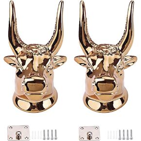 YEZILUU Golden bullhead guitar wall mount 2 Set, Guitar wall mount for acoustic and electric guitars, Ukuleles, Basses, Banjos & Mandolins