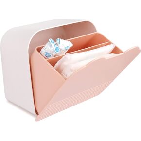 Sanitary Napkin Storage Container,Plastic Portable Sanitary Napkin Organizer Box for Bathroom 6x6x3.5 inches First Period Bag for Girls,Women,Ladies(White)