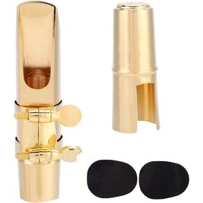 Alto Sax Mouthpiece Professionals Gold Plated Metal Saxophone Mouthpiece Pads with hat Pads