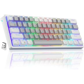 لوحة مفاتيح ميكانيكية لاسلكية SOLAKAKA SK961 مع إضاءة خلفية RGB، بلوتوث ثلاثي الوضع/سلكي/2.4 جيجا هرتز لوحة مفاتيح لاسلكية 60 بالمائة، لوحة مفاتيح ألعاب لاسلكية قابلة للبرمجة، مفتاح أحمر