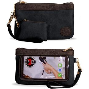 Save the Girls Cell Phone Purse - Touch Screen Women’s Clutch/Crossbody Handbags (Catchy Clutch) with Coin Purse - Clutch & Crossbody Phone Case (Raven Black)