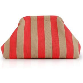 Emprier Dumpling Clutch Purse for Women Casual Woven Crochet Handbags Colorblock Clutch Summer Beach Bag