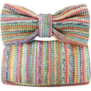 WOG2008 حقيبة يد صيفية من القش على شكل فيونكة للنساء 2024 محفظة شاطئ منسوجة لقضاء عطلة الزفاف in Kuwait