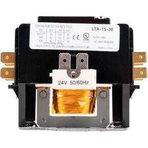Canamax Premium 1 Pole Contactor 30 أمبير 24VAC ملف مناسب تمامًا مع المرحلات ومكيف الهواء والمضخة الحرارية وأنظمة التبريد