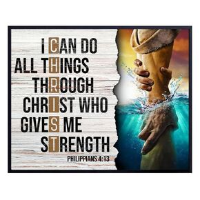 Bible Verse Christian Wall Decor - Jesus Wall Art, Jesus Poster - inspiring spiritual Religious Motivational poster - Religious Gifts - Encouraging God Wall Decor - positive Quotes Inspirational quote