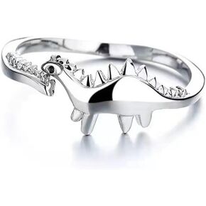 COLORFUL BLING 4PCS Dinosaur Rings Tyrannosaurus Triceratops Adjustable Rings Knuckle Band Jewelry for Him Her Personalized Jurassic Era Animal Jewelry