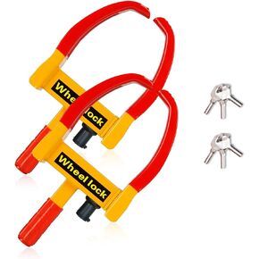 Wheel Locks 2pcs, Heavy Duty Universal Security Tire Lock, Anti Theft Lock Fit Reach for Trailers SUV Boats ATV's Motorcycles Golf Cart