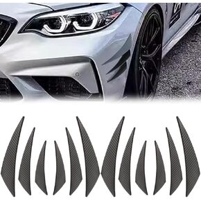 12Pcs Universal Car Spoiler Canards Kit Front Bumper Lip Splitter Car Exterior Soft Rubber Fins Spoiler Auto Anti Collision Strip Decal Sticker Accessories for Car Body Decoration (Carbon Fiber Black)