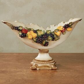 Touch of Class Fruitful Bounty Antique Beige Traditional Centerpiece Pedestal Bowl Table Decoration