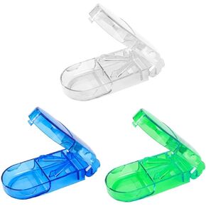 JIALWSJWAN 3 Pcs Pill Cutter Pill Splitter Tablet Cutter with Storage Compartment Box for Big & Small Pills