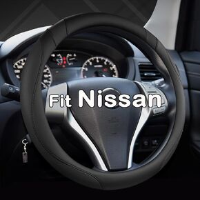 West Llama Flat Bottom Car Steering Wheel Cover for Nissan,D Shaped Steering Wheel Cover for Rogue,Altima,Kicks (Black+Gray-Standard Size)