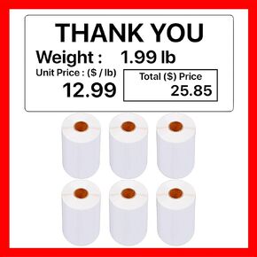 CAS Labels LST-8040 Thermal 12 Rolls - 6,000 Labels Printer Printing Scale Compatible with CAS LP-1000 CL-5000 CL-5500 CL-7200, Easy Weigh LS-100, VisionTech DLP-300 (12 Rolls, 8040)