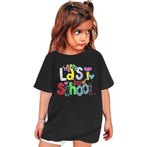 قميص Zylkor Last Day of School للأطفال الصغار والأولاد والبنات، قمصان التخرج المدرسية للأطفال، قميص الحياة للطلاب، تي شيرتات للإجازات