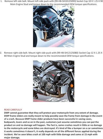 DMP Yamaha FZ10 FZ 10 2017 2018 2019 2020 2021 2022 2023 MT-10 MT 10 SP أسود بدون قطع الإطار المتزلجون يناسب نماذج ABS وغير ABS - 750-6819 - صنع في الولايات المتحدة الأمريكية in Kuwait