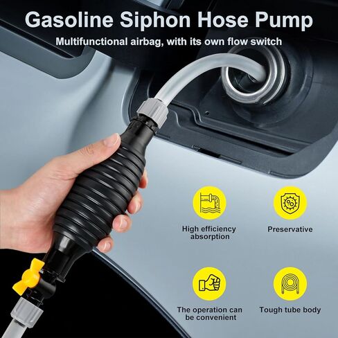 خرطوم سيفون من Yipin للبنزين، مضخة مصاصة سائلة متعددة الوظائف، مع صمام تدفق خرطوم سيفون وإبزيم تثبيت، للغاز والبنزين والديزل وزيت الماء السائل وخزان الأسماك in Kuwait