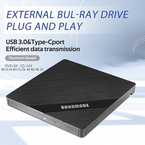 External Blu-ray Drive, USB 3.0 Type-C Optical External Bluray/DVD Drive Burner with SD/TF Port, Support 100G Disc R/W for PC Compatible with Windows XP/7/8/10/11 Mac Laptop Desktop(UJ2X2) in Saudi Arabia