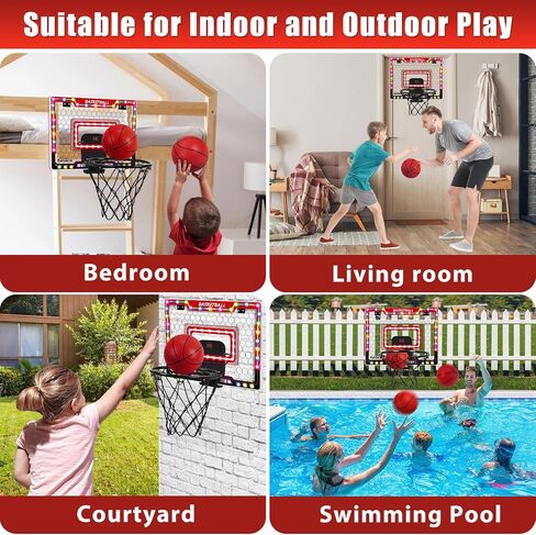 AOKESI Basketball Hoop Indoor for Kids, Mini Basketball Hoop with Light, Batteries & Electronic Scoreboard Over The Door Basketball Toys Christmas Birthday Gift for 3-12 Year Old Boys Girls Adults in Saudi Arabia