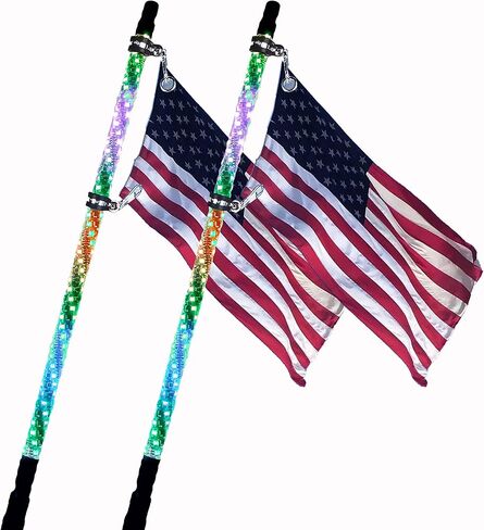 2 Packs 3ft LED Whip Lights with Spring Base 360 ° RGB Color Spiral Off-Road Remote Control Whip Lights, Suitable for UTV, ATV, Off-Road, Truck, Sand Truck, RZR, Can-am, Boat, Motorcycle (3ft) in Saudi Arabia