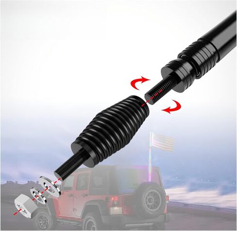 2 Packs 3ft LED Whip Lights with Spring Base 360 ° RGB Color Spiral Off-Road Remote Control Whip Lights, Suitable for UTV, ATV, Off-Road, Truck, Sand Truck, RZR, Can-am, Boat, Motorcycle (3ft) in Saudi Arabia