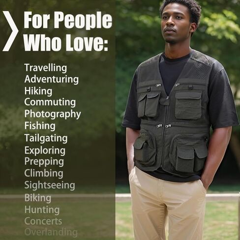 TWENPHYO Versatile Men's Summer Vest for Fishing, Travel, Outdoor Work, Safari and Photography with Multiple Pockets in Saudi Arabia