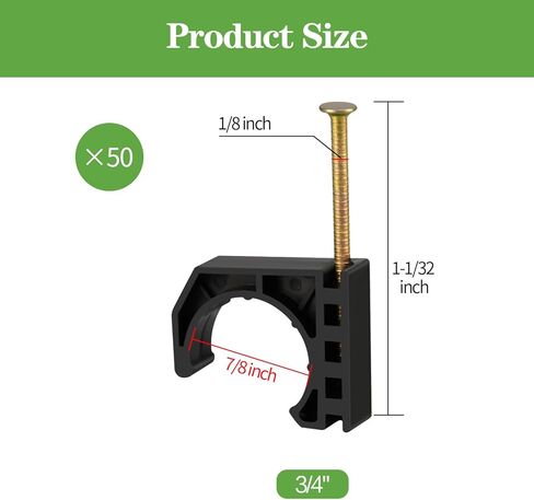 50 Pack Pack Half Clamps J-Hook with Nails Set, 1" J-Hooks, J Clamps for PEX, Copper, CPVC Tubing Connections (1", 50pcs) in Kuwait