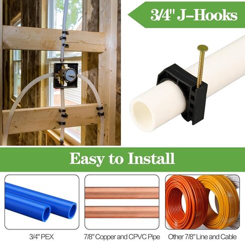 50 Pack Pack Half Clamps J-Hook with Nails Set, 1" J-Hooks, J Clamps for PEX, Copper, CPVC Tubing Connections (1", 50pcs) in Kuwait