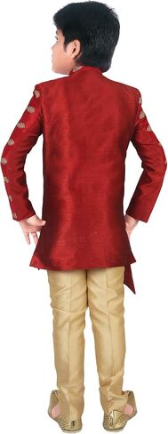 AHHAAAA Ethnic Wear Handwork Embroidery Sherwani and Pyjama for Kids & Boys (3-4 Years, Gold) in Saudi Arabia