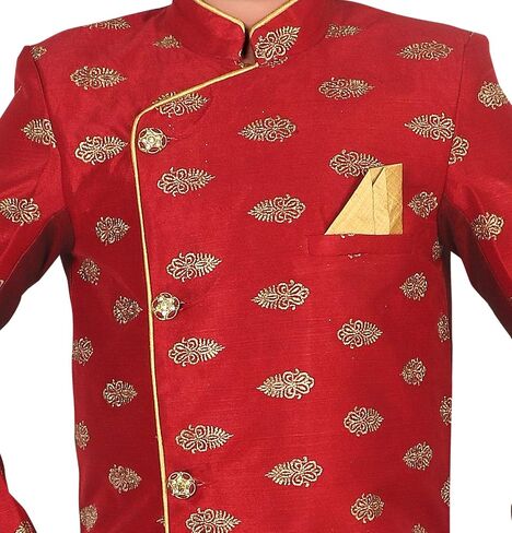AHHAAAA Ethnic Wear Handwork Embroidery Sherwani and Pyjama for Kids & Boys (3-4 Years, Gold) in Saudi Arabia