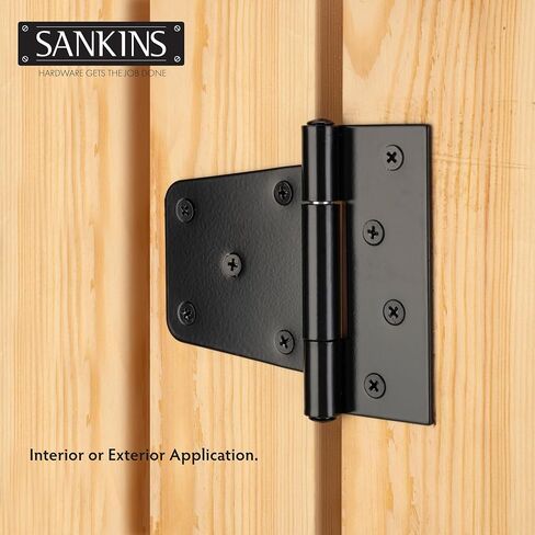مفصلات بوابة شديدة التحمل مقاس 3-1/2 بوصة من SANKINS، مفصلات باب حديدية سوداء مع براغي، مفصلات حزام بوابة متينة للأسوار الخشبية، باب الحظيرة، قطعتان in Saudi Arabia