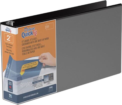 QuickFit Heavy Duty 8.5 x 14 Landscape Spreadsheet View Binder, 2 Inch, Round Ring, Black (95031L) in Saudi Arabia