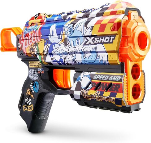 X-Shot Skins Flux - Sonic Hyper Spike X (2 Pack + 16 Darts) by ZURU, Easy Reload, Air Pocket Dart Technology, Toy Foam Dart Blaster for Kids, Teens, and Adults, Frustration Free Packaging in Kuwait