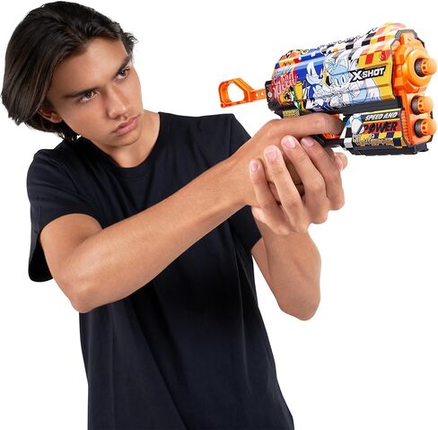 X-Shot Skins Flux - Sonic Hyper Spike X (2 Pack + 16 Darts) by ZURU, Easy Reload, Air Pocket Dart Technology, Toy Foam Dart Blaster for Kids, Teens, and Adults, Frustration Free Packaging in Kuwait