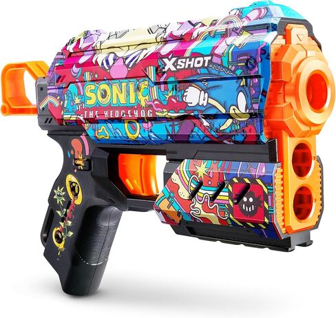 X-Shot Skins Flux - Sonic MEGA (عبوتان + 16 سهمًا) من ZURU، سهولة إعادة التحميل، تقنية Air Pocket Dart، لعبة مسدس رمي السهام الرغوي للأطفال والمراهقين والبالغين، تغليف خالٍ من الإحباط in Kuwait