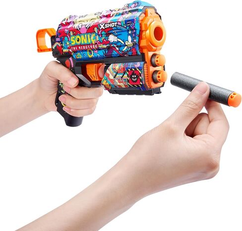 X-Shot Skins Flux - Sonic MEGA (عبوتان + 16 سهمًا) من ZURU، سهولة إعادة التحميل، تقنية Air Pocket Dart، لعبة مسدس رمي السهام الرغوي للأطفال والمراهقين والبالغين، تغليف خالٍ من الإحباط in Kuwait