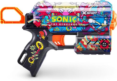 X-Shot Skins Flux - Sonic MEGA (عبوتان + 16 سهمًا) من ZURU، سهولة إعادة التحميل، تقنية Air Pocket Dart، لعبة مسدس رمي السهام الرغوي للأطفال والمراهقين والبالغين، تغليف خالٍ من الإحباط in Kuwait