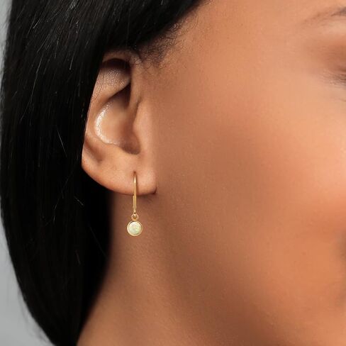 Gem Stone King 14K Yellow Gold Round Gemstone Birthstone Drop Dangle Earring | Round 5MM | Leverback Gold Earring For Women in Saudi Arabia