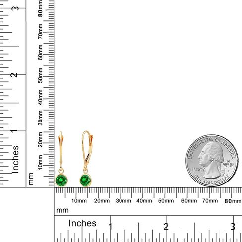 Gem Stone King 14K Yellow Gold Round Gemstone Birthstone Drop Dangle Earring | Round 5MM | Leverback Gold Earring For Women in Saudi Arabia
