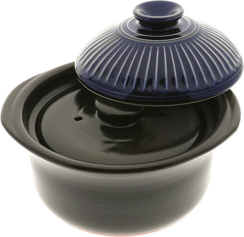 كوتوبوكي 190-808 وعاء طبخ الأرز الخزفي مع قضبان زرقاء غير لامعة وكوبالت، أسود in Kuwait