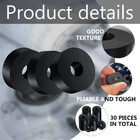 30 PCS Rubber Washer for Bolts, Rubber Flat Washers 3/4 Inch OD x 1/4 Inch ID x 1/4 Inch Thickness Rubber Spacers Black Non-Slip Thick Grommets Vibration Isolation in Saudi Arabia