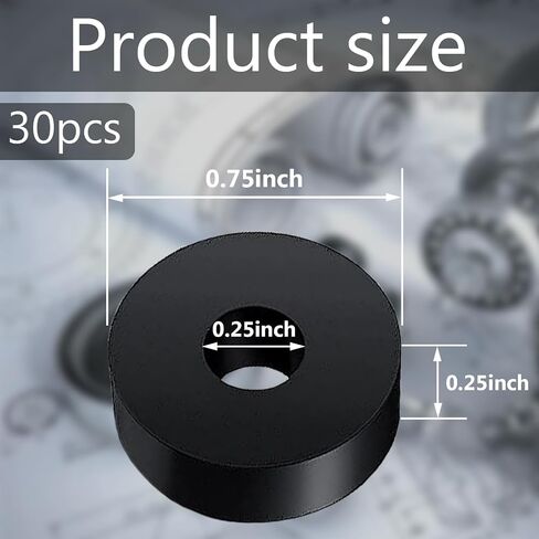 30 PCS Rubber Washer for Bolts, Rubber Flat Washers 3/4 Inch OD x 1/4 Inch ID x 1/4 Inch Thickness Rubber Spacers Black Non-Slip Thick Grommets Vibration Isolation in Saudi Arabia