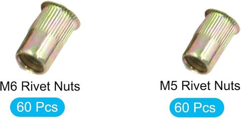 صواميل برشام uxcell - M5/M6 متري من الفولاذ المقاوم للصدأ برأس صغير، برونزية، عبوة من 120 قطعة in Saudi Arabia