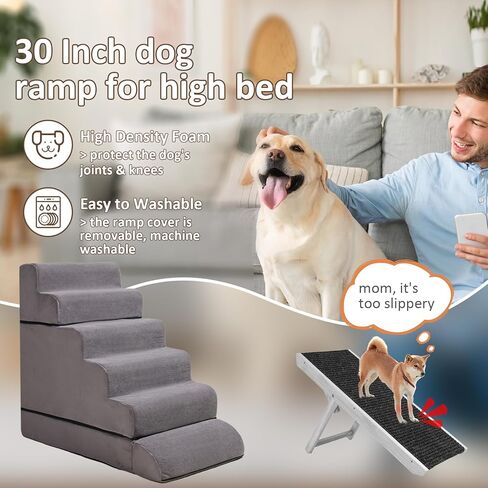 سلالم للكلاب مقاس 29 بوصة للأسرة المرتفعة، ودرجات للكلاب من الإسفنج مكونة من 6 طبقات، وسلالم/درجات للكلاب عريضة للغاية مكونة من 6 طبقات للكلاب المصابة والقطط الأكبر سنًا، وسلالم للكلاب غير قابلة للانزلاق in Kuwait