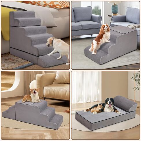 سلالم للكلاب مقاس 29 بوصة للأسرة المرتفعة، ودرجات للكلاب من الإسفنج مكونة من 6 طبقات، وسلالم/درجات للكلاب عريضة للغاية مكونة من 6 طبقات للكلاب المصابة والقطط الأكبر سنًا، وسلالم للكلاب غير قابلة للانزلاق in Kuwait