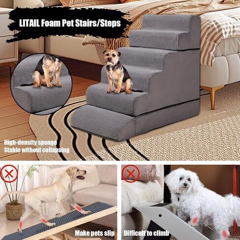 سلالم للكلاب مقاس 29 بوصة للأسرة المرتفعة، ودرجات للكلاب من الإسفنج مكونة من 6 طبقات، وسلالم/درجات للكلاب عريضة للغاية مكونة من 6 طبقات للكلاب المصابة والقطط الأكبر سنًا، وسلالم للكلاب غير قابلة للانزلاق in Kuwait