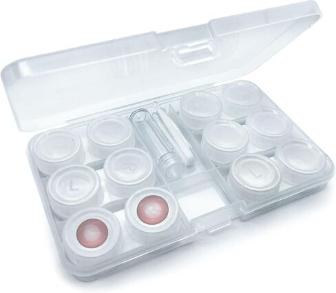 LCFALO 6 Pack Contact Lens Case, Cute Clear Colorful Outdoor Portable Soak Storage Kit Colored Contact Lenses Box for Travel&Home (Pink) in Saudi Arabia