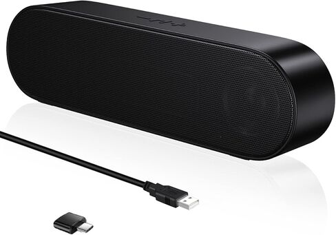 LOKIFT Computer Speakers, Wired Single USB-Powered Sound-bar with Dual 5W Stereo Sound for PC Desktop Monitor, Plug-n-Play (USB-C to USB Adapter Included) in Kuwait