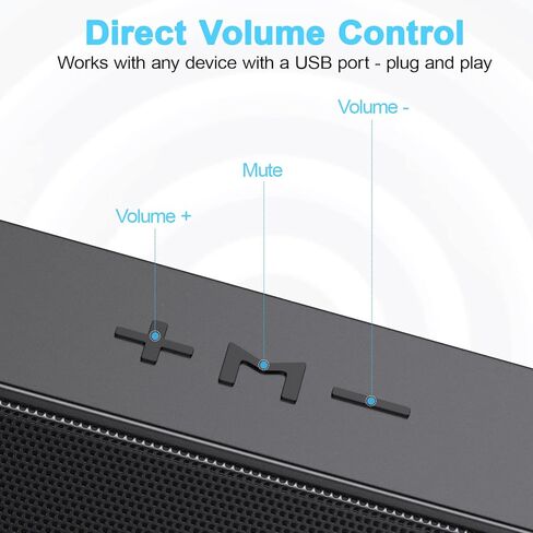 LOKIFT Computer Speakers, Wired Single USB-Powered Sound-bar with Dual 5W Stereo Sound for PC Desktop Monitor, Plug-n-Play (USB-C to USB Adapter Included) in Kuwait