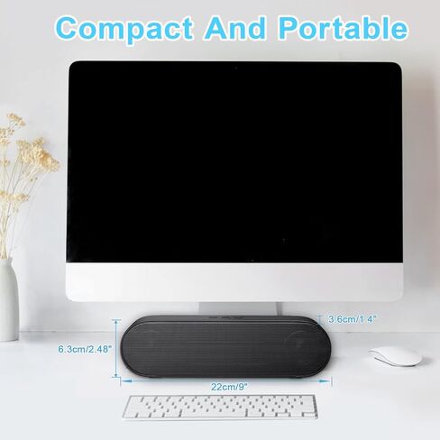 LOKIFT Computer Speakers, Wired Single USB-Powered Sound-bar with Dual 5W Stereo Sound for PC Desktop Monitor, Plug-n-Play (USB-C to USB Adapter Included) in Kuwait